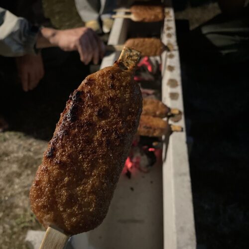 A scene of grilling gohei mochi in Ena,GIFU,Rural Japan