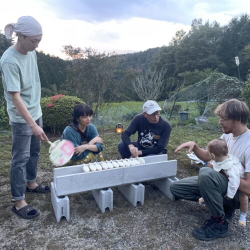 Chilling in the garden of the guesthouse during the magic hour at dusk